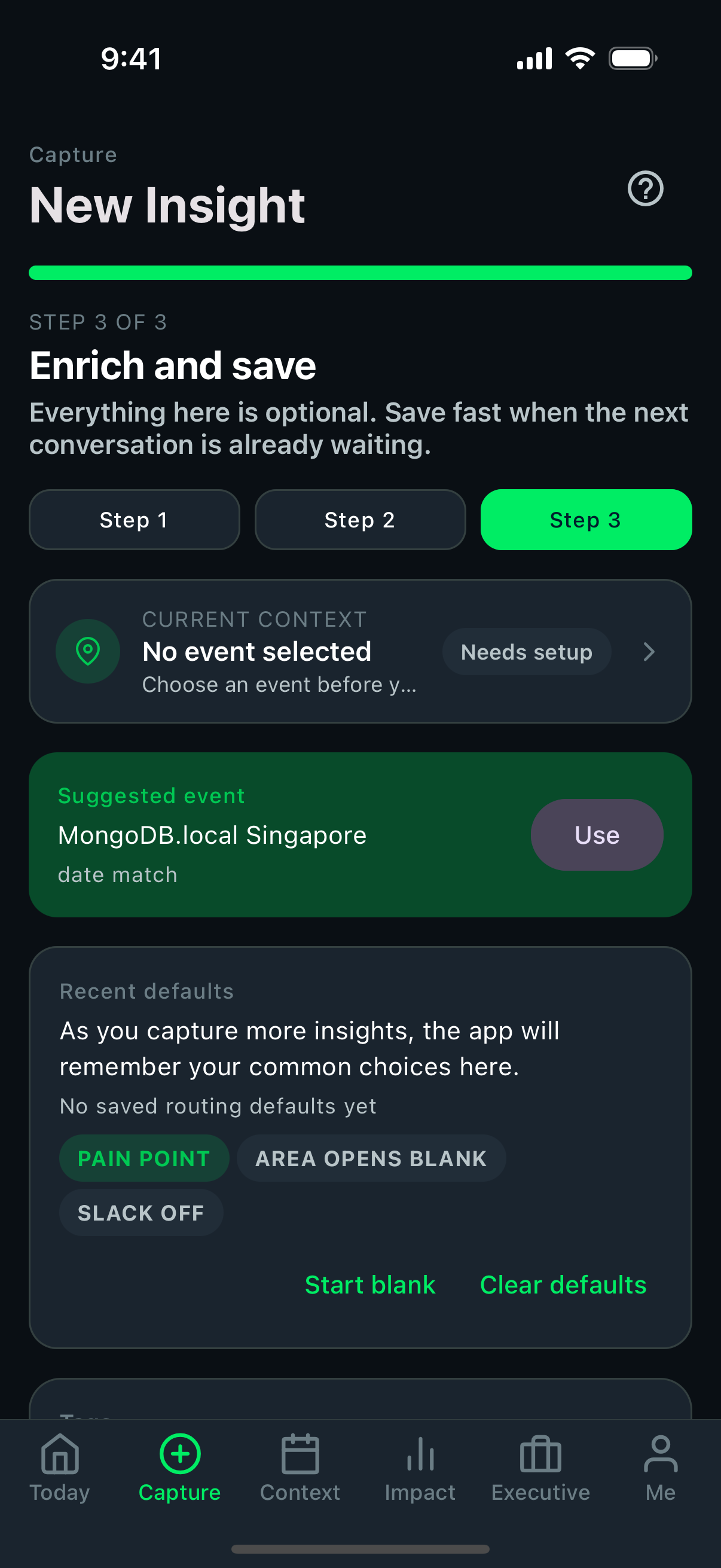 Mobile app capture step 3
